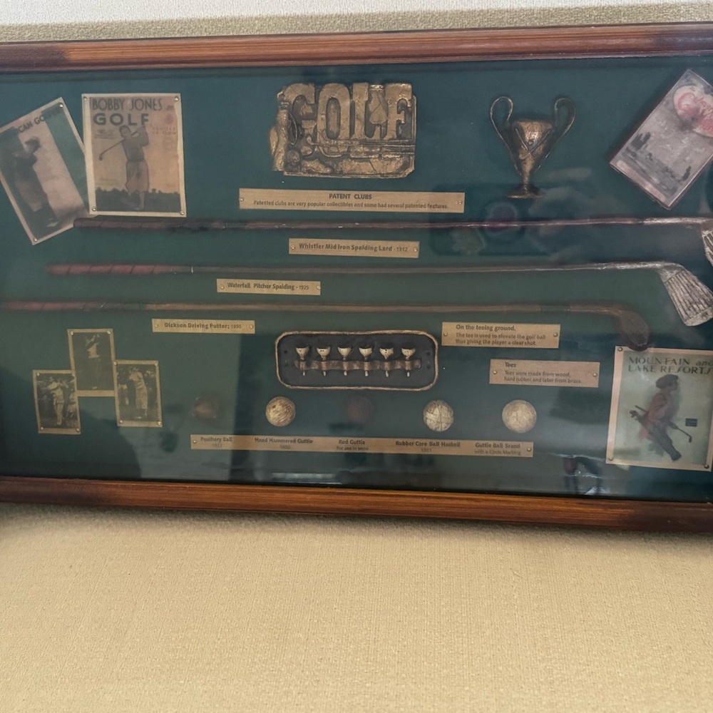 Vintage Golf Memorabilia Shadow Box